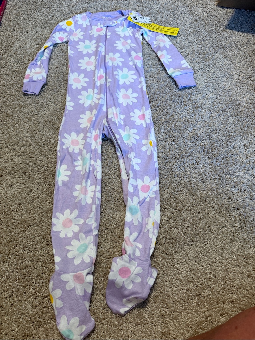 The Children's Place Lavender Floral Footed One-Piece Pajama